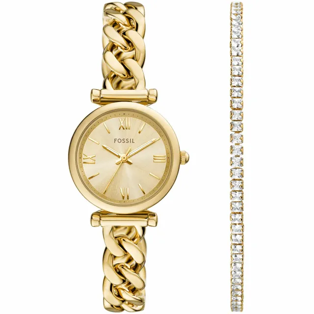 【FOSSIL】Carlie 女錶 手錶手鍊禮盒套組 母親節 送禮 禮物(ES5387SET)