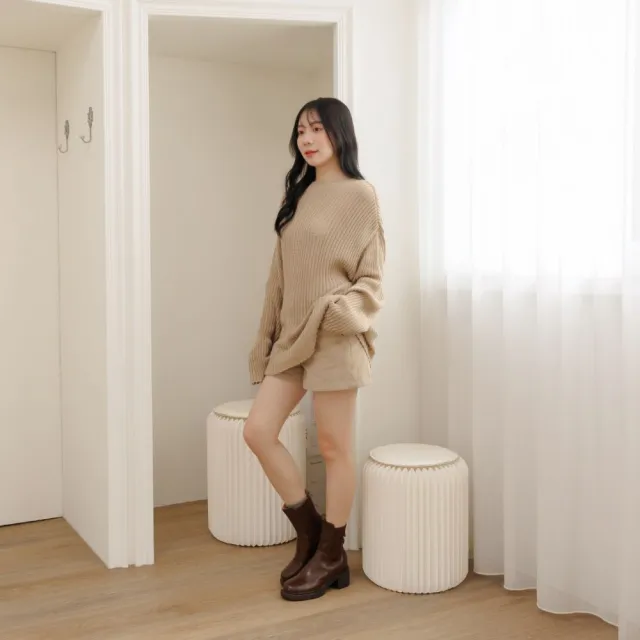 【WYPEX】現貨+預購 個性粗跟真皮切爾西靴女鞋女靴 顯瘦增高中筒靴短靴(2色)