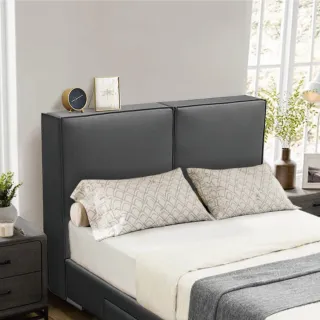 【IHouse】厚Q豆腐 頭等舒適雙大6尺貓抓皮床頭(厚20CM)