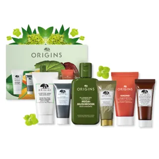 【ORIGINS 品木宣言】美肌全能旅行組(靈芝水50ml+慕絲、水凝乳各30ml+面膜、精華、霜各15ml/交換禮物)