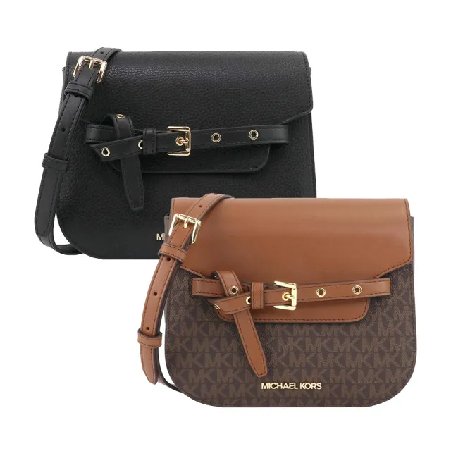 【Michael Kors】Emilia系列扭結裝飾皮革斜背馬鞍包(35S2GU5C1L/35S2GU5C1B)