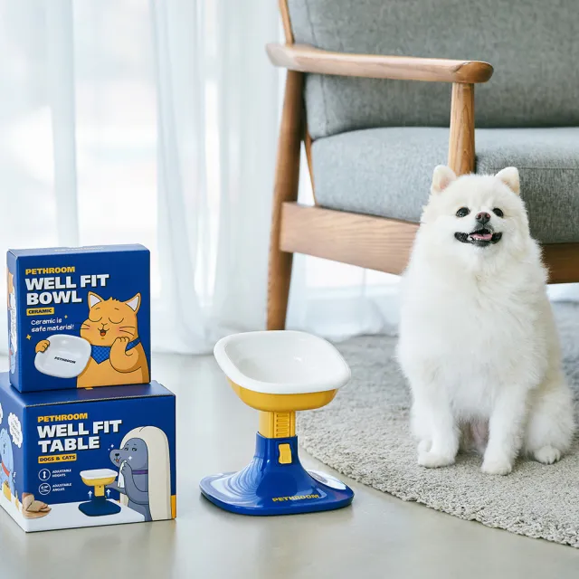 【PETHROOM】高度調節寵物瓷碗 碗組(寵物碗 陶瓷碗 飼料碗 碗架 寵物餐具)