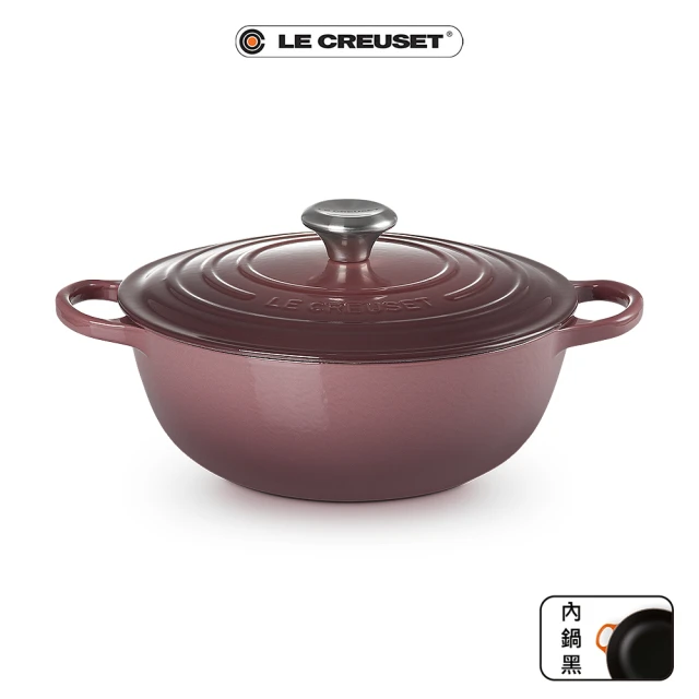 Le Creuset 典藏琺瑯鑄鐵鍋媽咪鍋26cm(無花果-鋼頭-內鍋黑)