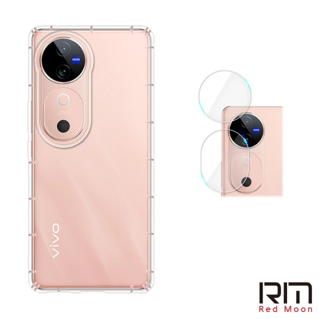 RedMoon vivo V40 / V40Pro 5G 手機殼貼2件組 空壓殼鏡頭增高版+厚版鏡頭貼