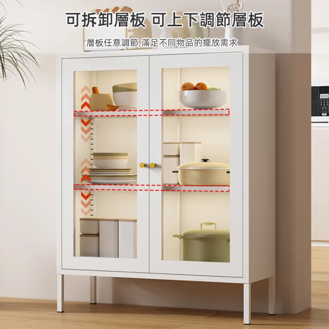 【慢慢家居】北歐簡約多功能廚房置物櫃櫥櫃餐櫃 單門款(餐櫃 餐櫥櫃 廚房置物櫃 置物櫃 玻璃櫃)