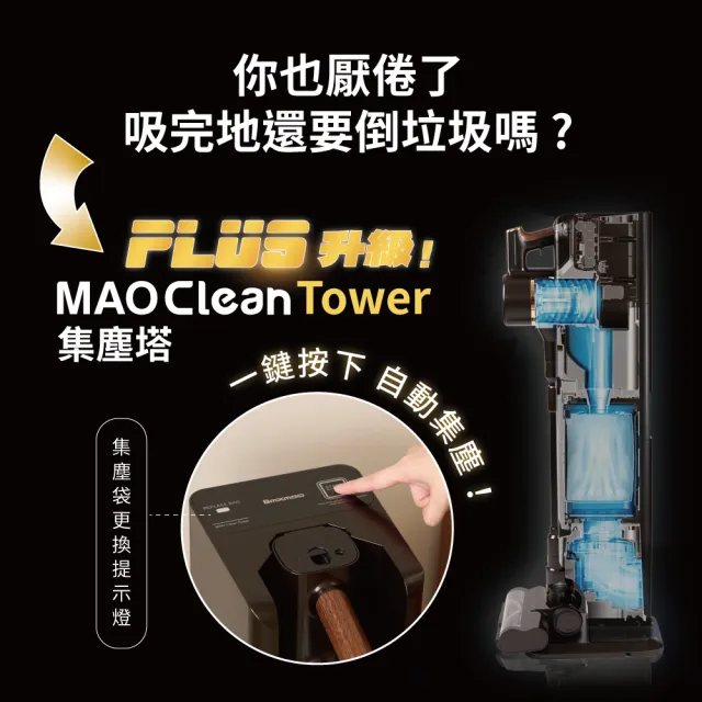 【Bmxmao】MAO Clean M8 PLUS 自動集塵 30kPa智慧偵測無線吸塵器(RV-2008)