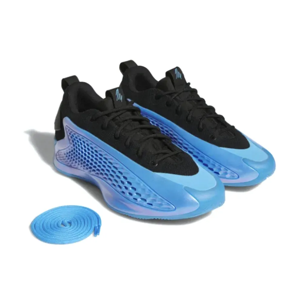 【adidas 愛迪達】籃球鞋 男鞋 運動鞋 包覆 緩震 ANTHONY EDWARDS 1 LOW 黑藍 JQ6139