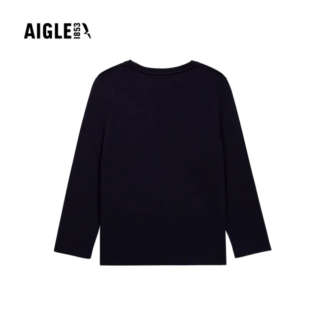 【AIGLE】童 有機棉休閒長袖T恤AG-55001A057 深藍(童裝 童上衣 有機棉)
