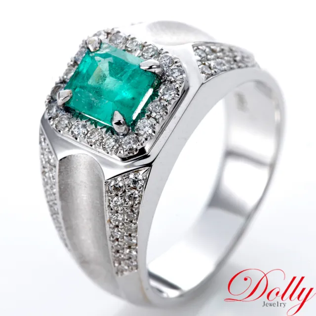 【DOLLY】14K金 天然哥倫比亞祖母綠1克拉鑽石男戒-002 高級訂製珠寶 奢華質感 浪漫送禮