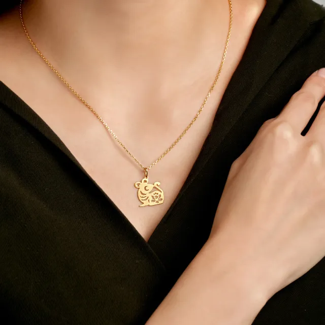 【Just Gold 鎮金店】十二生肖 喜迎福-鼠 黃金吊墜(不含鍊)