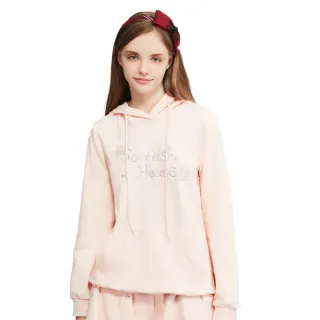 【SCOTTISH HOUSE】鑽狗字母長袖連帽T恤-黑/粉 CHUB1262