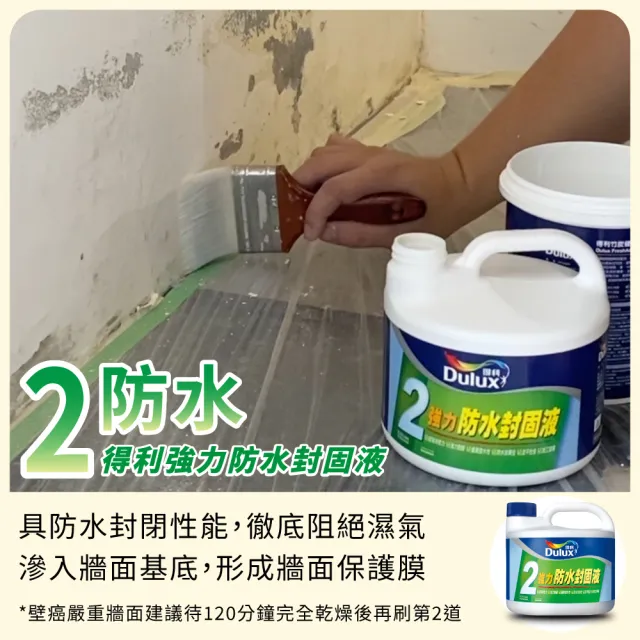 【得利】Dulux官方旗艦店★1.5坪 全效合一乳膠漆+壁癌包組合(油漆 壁癌 塗刷)