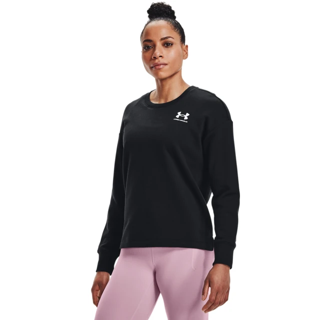 UNDER ARMOUR UA 女 Rival Fleece Oversize長袖大學T_1369423-001(黑)