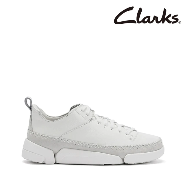 Clarks 女鞋 三瓣鞋2.0 Trigenic2Tact手工縫線設計輕盈寬楦休閒鞋 小白鞋(CLF81391C)