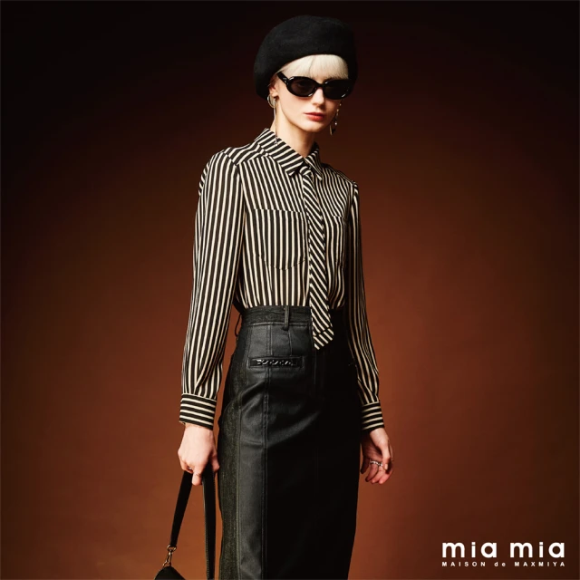 mia miamia mia 黑米條紋領帶造型上衣