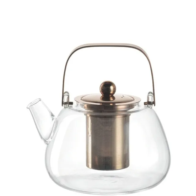 【LEONARDO 里歐】TE PER TE 金屬柄茶水壺1.2L(溫熱壺/泡茶具/品茶/玻璃壺)