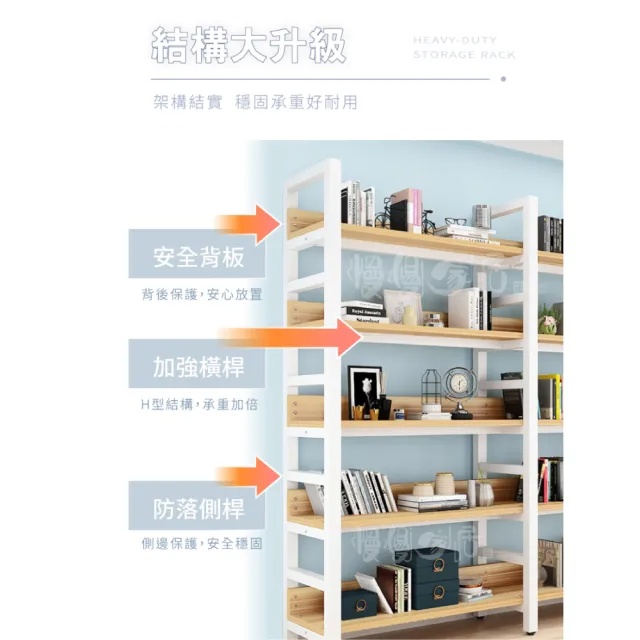 【慢慢家居】加大尺寸超耐重五層置物架-層板可調(2座-W120x34x182cm)