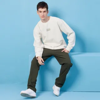 【JEEP】男裝 簡約素面彈性長褲(綠色)