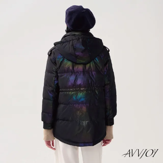 【AVVJOY 艾薇卓爾】亮澤中長版羽絨外套(外套 大衣 麵包服 連帽外套 羽絨外套 長版羽絨外套 CLA0414OW)
