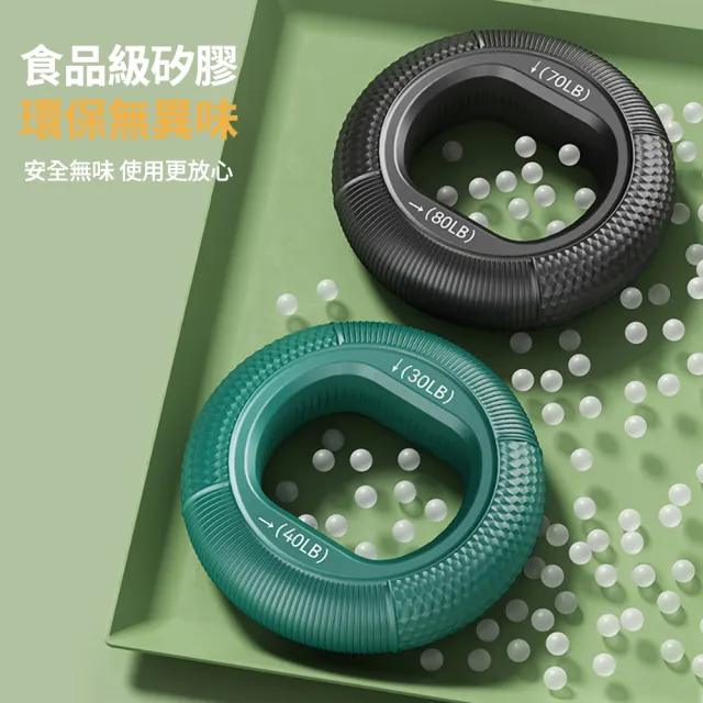 【灰熊厲害】雙力度握力器 矽膠握力圈20-80磅(握力訓練器 手指復健 握力環 握力球)