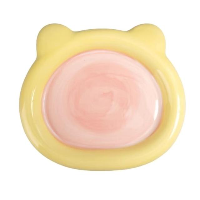 【熊碟】油畫熊陶瓷盤子 貓碗 食盆 寵物碗 狗碗 貓咪 飯碗 喝水碗盤 餐具 餐盤 菜蝶 零食盤 水果盤 