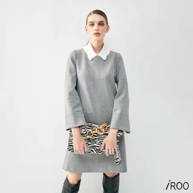 【iROO】活動刺繡領片短洋裝
