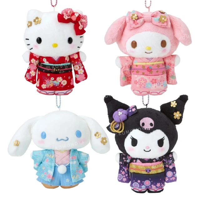 小禮堂 Sanrio 三麗鷗 絨毛玩偶吊飾 - 和服款 Kitty 美樂蒂 大耳狗 酷洛米(平輸品)