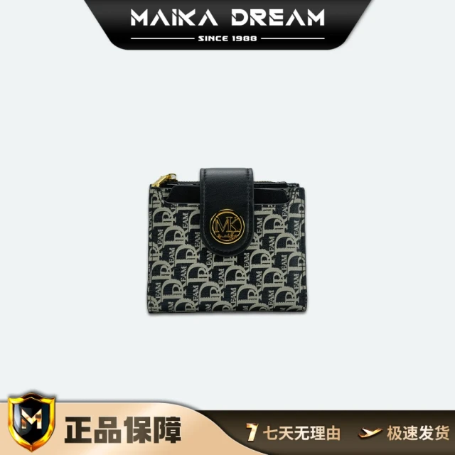 MK MAIKA DREAM短款真皮多卡位卡包一體印花牛皮拉鏈錢夾搭扣皮夾