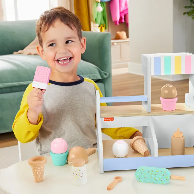 【Fisher price 費雪】費雪木製角色扮演-冰淇淋(家家酒/交換禮物/兒童玩具/廚房玩具)