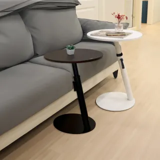 【aka】圓形移動式升降邊桌 45cm(傾斜設計/超薄底座/茶几/床邊桌/懶人桌/沙發邊桌)