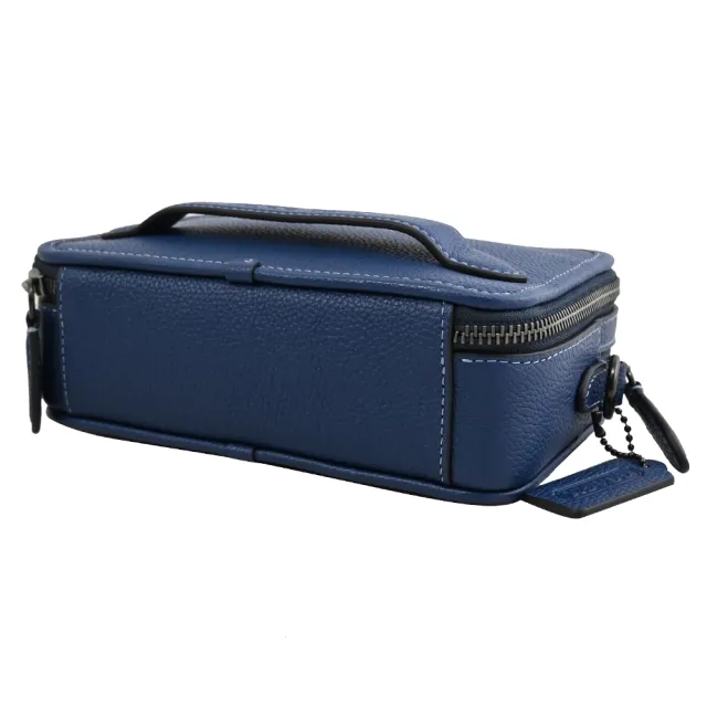 【COACH】Charter 經典LOGO多功能雙層二合一零錢包手提包兩用包(藍)