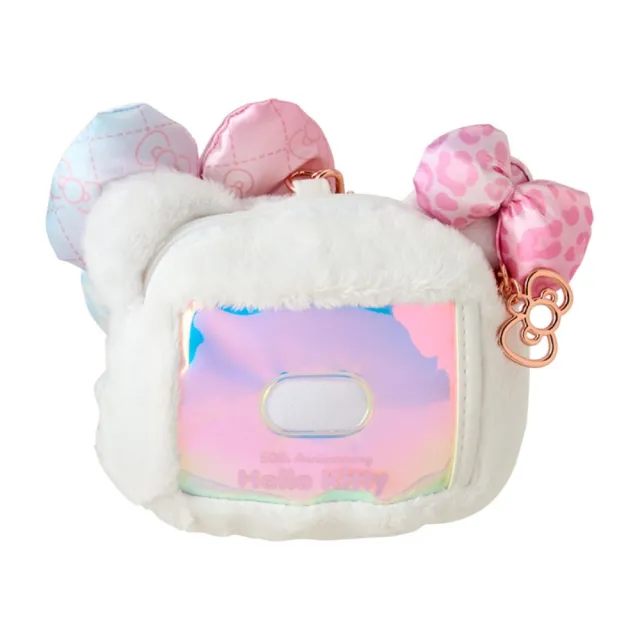 【小禮堂】雙11 Sanrio 三麗鷗 Hello Kitty 玩偶票卡零錢包 - 50週年The Fashionable Ribbons(平