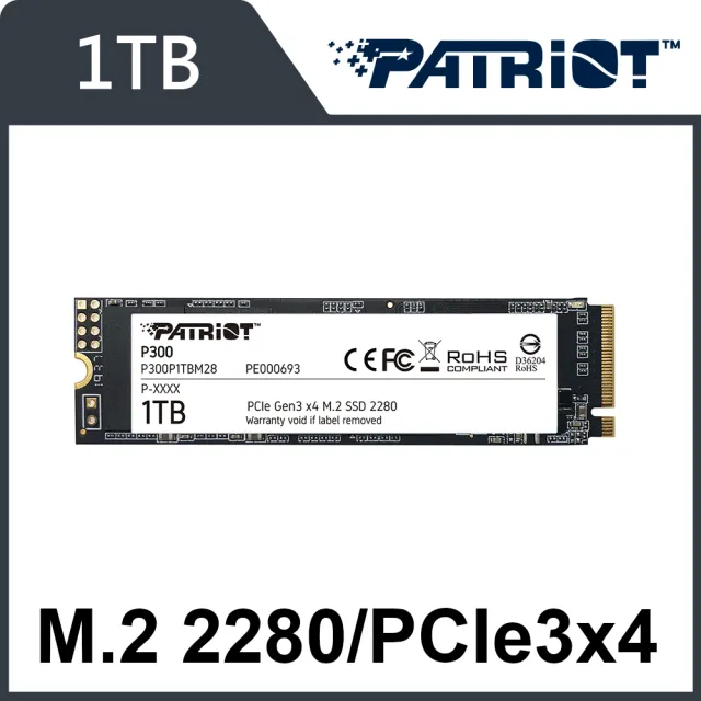 PATRiOT 博帝】P300 M.2 2280 PCIe Gen3x4 1TB SSD固態硬碟- momo購物