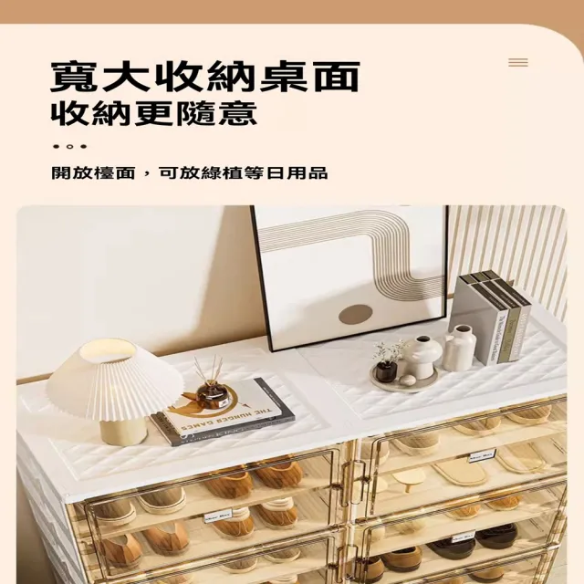 【耐家旗艦店】免安裝折疊鞋櫃-全靴櫃 2列4層8格 可放16雙鞋(鞋櫃/玄關櫃/透明可視/磁吸櫃門/預購15天)