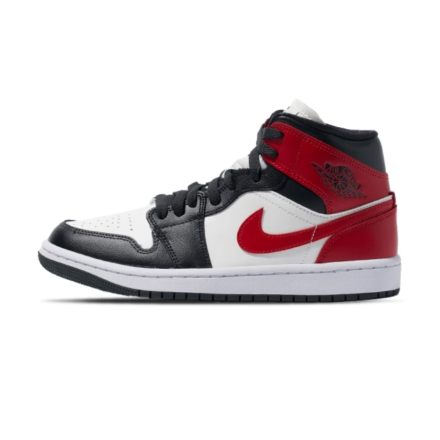 NIKE 耐吉 WMNS Air Jordan 1 Mid 女鞋 白黑紅色 經典 中筒 喬丹 運動 休閒 籃球鞋 BQ6472-160