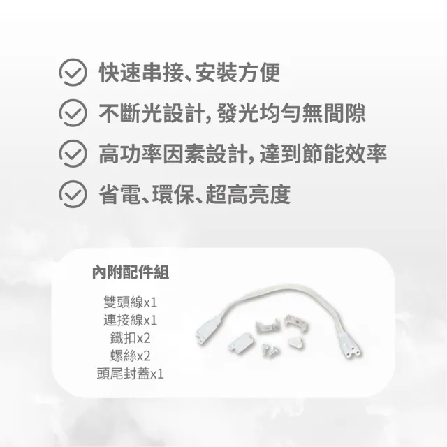 【青禾坊】歐奇OC 3孔T5 LED 1呎6W 串接燈 層板燈-8入(T5/3孔/串接燈/層板燈)