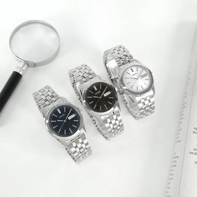 【SEIKO 精工】簡約時尚 夜光 星期日期 日本機芯 不鏽鋼手錶 白色 37mm(SCXC007)