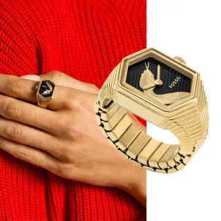 【FOSSIL 官方旗艦館】Watch Ring 金蛇璀璨蛇年限量手錶戒指 金色不鏽鋼鍊帶 15MM ES5382｜618 限定