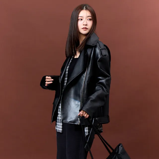 【MAJOR MADE】高級時髦扎實皮外套(皮衣/女裝外套/穿搭外套)
