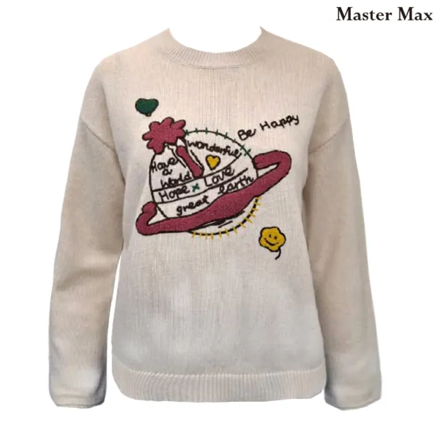 【Master Max】俏皮星球圖案羊毛寬鬆毛衣(8428049)