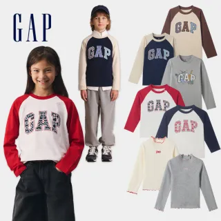 【GAP】兒童裝 Logo刺繡/純棉印花圓領長袖T恤上衣-多款可選(645029&672791&619668&612539)