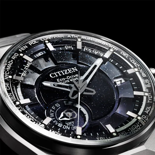 【CITIZEN 星辰】GENTS系列 GPS鈦金屬光動能腕錶 CC3097-52E(Satellite Wave X 限量 星際黑)
