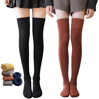 【89 zone】日系全棉加絨加厚保暖 女襪 針織襪 運動襪 堆堆襪 長筒襪 高筒襪 過膝襪 1 雙(黑/淺灰/卡其)