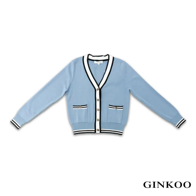 【GINKOO 俊克】氣質前口袋針織外套