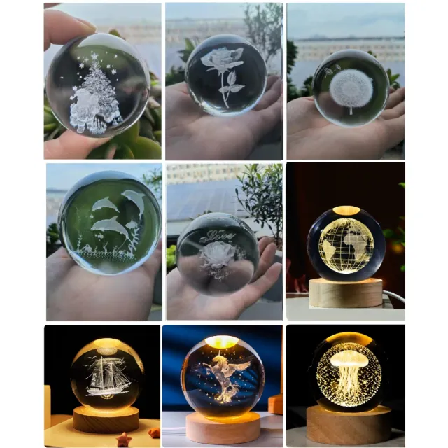 【A-ONE 匯旺】生命永生花 水晶球 台灣現貨 玻璃雷射雕刻 星空燈 暖光床頭燈  LED燈 交換禮物