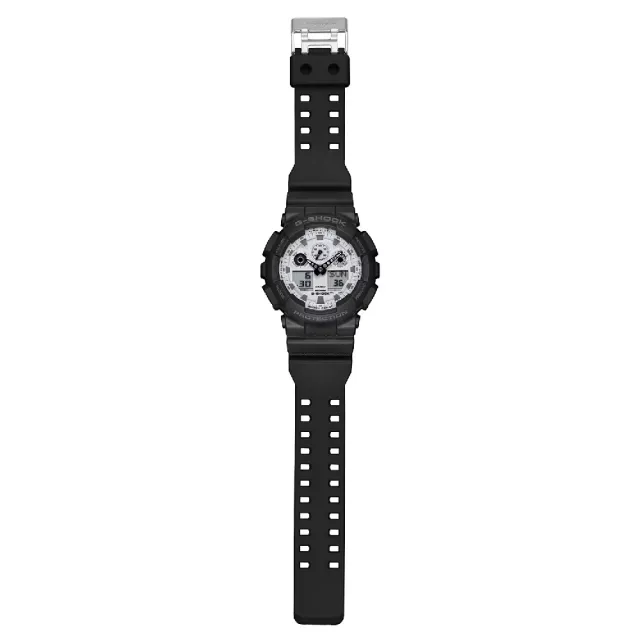 【CASIO 卡西歐】大型錶殼黑白時尚腕錶 51.2mm(GA-100WD-1A)