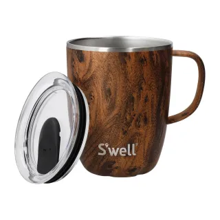 【S’well】Mug不鏽鋼滑蓋保溫馬克杯 金柚木紋350ml / swell 保溫杯 保冷保冰杯 推蓋直飲杯 環保杯 隨行杯
