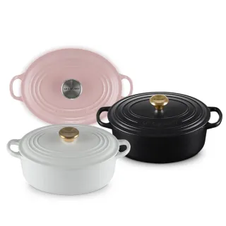 【Le Creuset】琺瑯鑄鐵鍋橢圓鍋23cm(棉花白/沉靜黑)