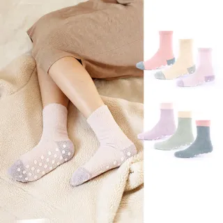 【PULO】3雙組 防滑居家保暖襪(拼接款/素色款/保暖襪/中筒襪/地板襪/腳底止滑/居家襪/男女襪子/冬襪)