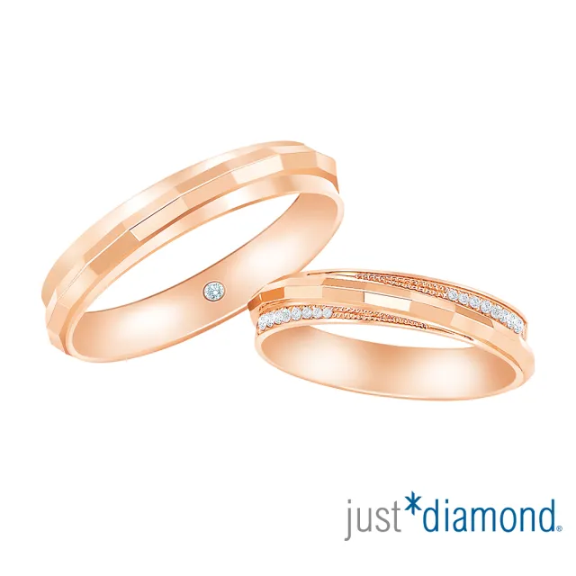 【Just Diamond】鎮金店 18K玫瑰金 真愛約定- 窄 鑽石戒指(對戒)